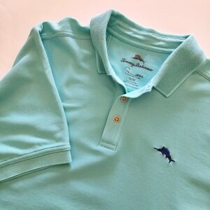 Tommy Bahama mint blue green short sleeve‎ golf polo shirt mens size M